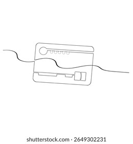 Bank card with a chip credit card one line art. Continuous line drawing of bank money finance financial payment data savings wealth credit 