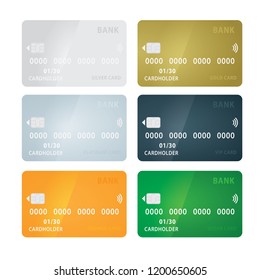 Bank Card. Credit Or Debit Cards Vector Illustration Set.
Realistic Bank Plastic Cards.