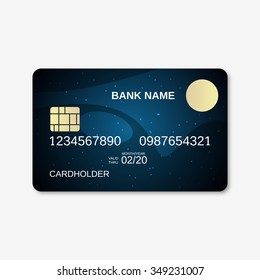 Bank card, credit card design template. Abstract dark blue vector background