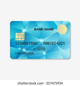 Bank card, credit card, discount card design template. Abstract triangle background