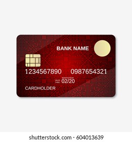 Bank card design vector template. Digital circuit background