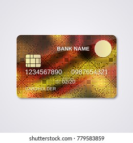 Bank card design vector template. Abstract digital circuit background