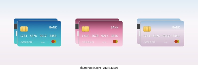 
Tarjeta bancaria de diferentes colores de dos lados con chip