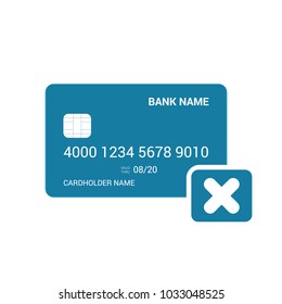 Bank card disable error icon. Vector illustration