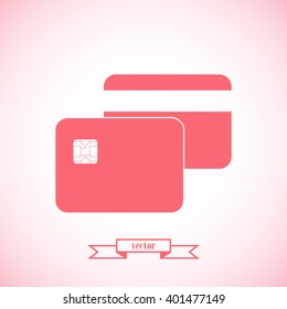 Bank card. Flat web icon.