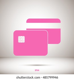 Bank card. Flat web icon.