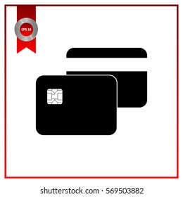 Bank card. Flat web icon.