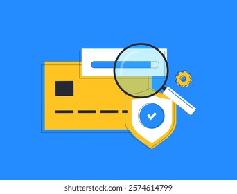 Bank card fraud detection concept with secure payments, anti-fraud technology, transaction monitoring and data protection. Cybersecurity, financial safety and advanced digital security solutions