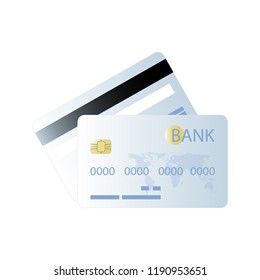 Bank card icon, credit card. Vector illustration.