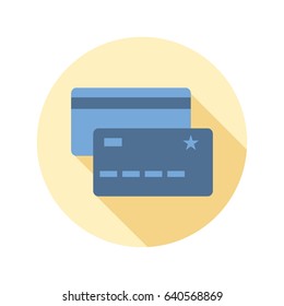 Bank card icon in flat style on circle for web, infographics and creative design
