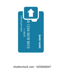 Bank card insert upload icon. Vector illustration