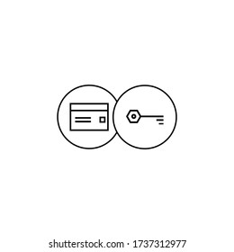 Bank card and key icon. Pin