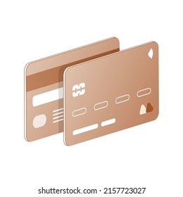 bank card light brown on both sides, right side view isometric