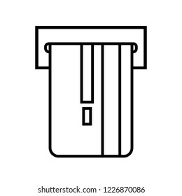 Bank card line icon. Credit or debit plastic card inserted in atm or other machine slot. Vector Illustration 