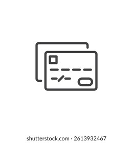 Bank Card line icon. linear style sign for mobile concept and web design. A simple debit or credit card outline vector icon. Digital payment symbol, logo illustration. Vector graphics