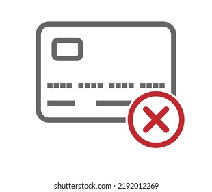 Bank card lock icon. The bank card is inactive or deactivated. Vector illustration for websites and applications. An empty contour. Flat style