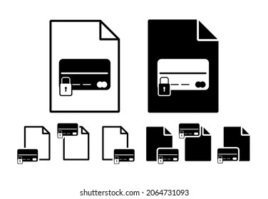 Bank card lock vector icon in file set illustration for ui and ux, website or mobile application