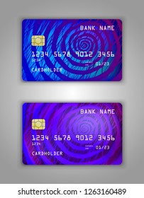 Bank card. Modern credit card template design. Blue and blue color.