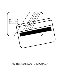 Bank Card outline, Credit card outline, Credit card icon set, Credit card payment, icon vector
