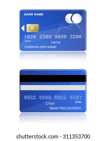 bank card to pay for the blue color on both sides on a white background
