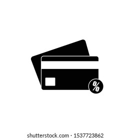 Bank card with percent. Cards with percent sign . Income from interest.