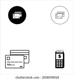 bank card reader. Credit card payment, Transaction approval process. Flat design credit cards set