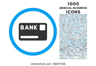 Bank Card rounded vector bicolor icon with 1000 medical business icons. Set style is flat pictograms, blue and gray colors, white background.