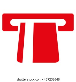 Bank Card Terminal icon. Vector style is flat iconic symbol with rounded angles, red color, white background.