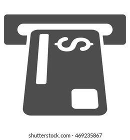 Bank Card Terminal icon. Vector style is flat iconic symbol with rounded angles, gray color, white background.