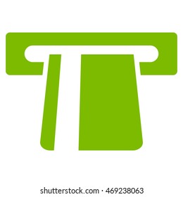 Bank Card Terminal icon. Vector style is flat iconic symbol with rounded angles, eco green color, white background.