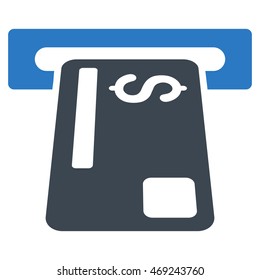 Bank Card Terminal icon. Vector style is bicolor flat iconic symbol with rounded angles, smooth blue colors, white background.