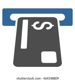 Bank Card Terminal icon. Vector style is bicolor flat iconic symbol with rounded angles, cobalt and gray colors, white background.