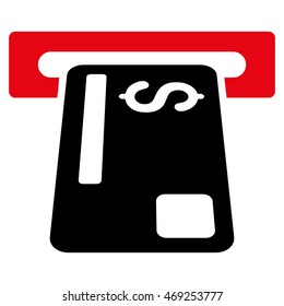 Bank Card Terminal icon. Vector style is bicolor flat iconic symbol with rounded angles, intensive red and black colors, white background.