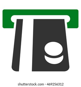 Bank Card Terminal icon. Vector style is bicolor flat iconic symbol with rounded angles, green and gray colors, white background.