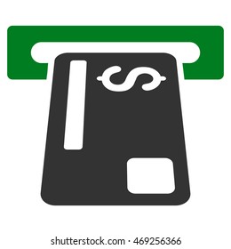 Bank Card Terminal icon. Vector style is bicolor flat iconic symbol with rounded angles, green and gray colors, white background.