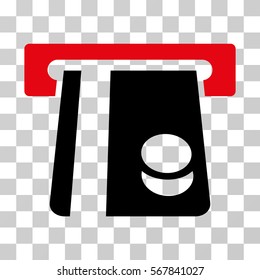 Bank Card Terminal icon. Vector illustration style is flat iconic bicolor symbol, intensive red and black colors, transparent background. Designed for web and software interfaces.