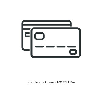 Bank card thin line vector icon. Credit card on the front side.