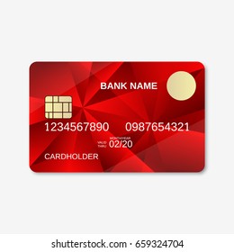 Bank card vector design template. Abstract triangle background