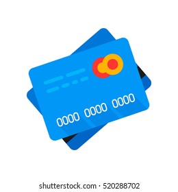 Bank card. Vector icon. Blue