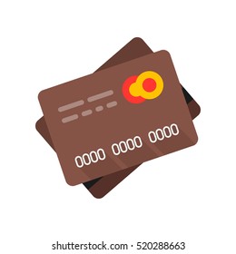 Bank card. Vector icon. Brown