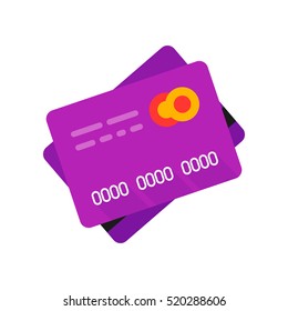 Bank card. Vector icon. Purple