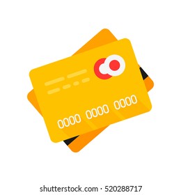 Bank card. Vector icon. Yellow