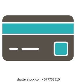 Bank Card vector pictograph. Illustration style is a flat iconic bicolor grey and cyan symbol on white background.