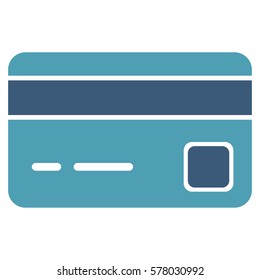 Bank Card vector pictograph. Illustration style is a flat iconic bicolor cyan and blue symbol on white background.