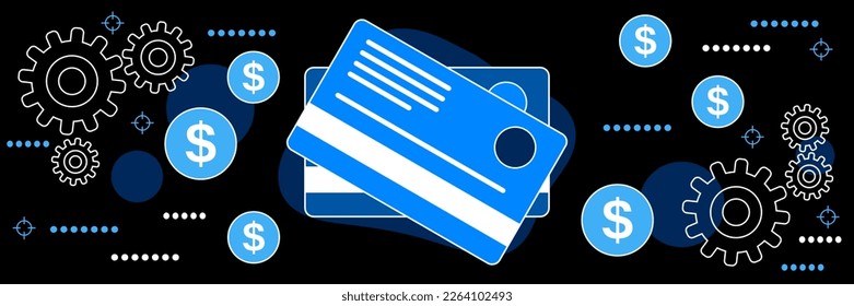 Cartas bancarias estilo de tema oscuro vectorial ilustración