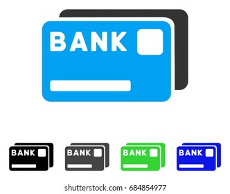 Bank Cards flat vector pictogram. Colored bank cards gray, black, blue, green pictogram versions. Flat icon style for web design.