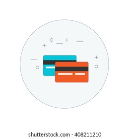 Bank cards icon. Vector flat design illustration.