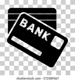 Bank Cards icon. Vector illustration style is flat iconic symbol, black color, transparent background. Designed for web and software interfaces.