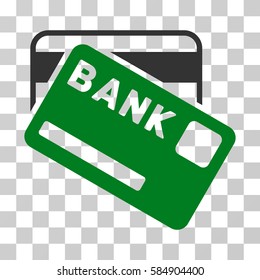 Bank Cards icon. Vector illustration style is flat iconic bicolor symbol, green and gray colors, transparent background. Designed for web and software interfaces.