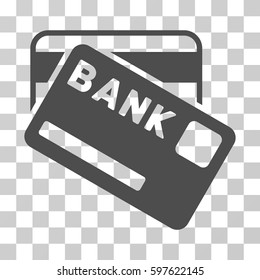 Bank Cards icon. Vector illustration style is flat iconic symbol, gray color, transparent background. Designed for web and software interfaces.